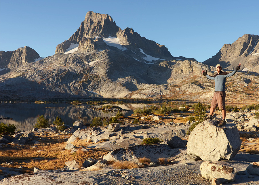 Hiker and Banner Peak, Ansel Adams Wilderness
