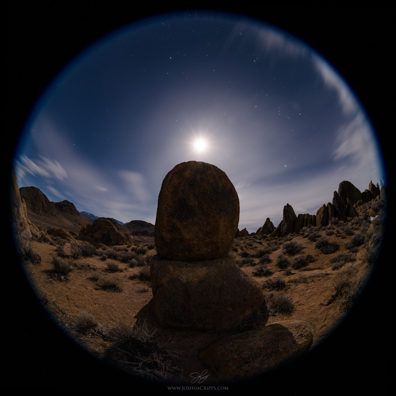 Alabama Hills Full Moon Night Fisheye