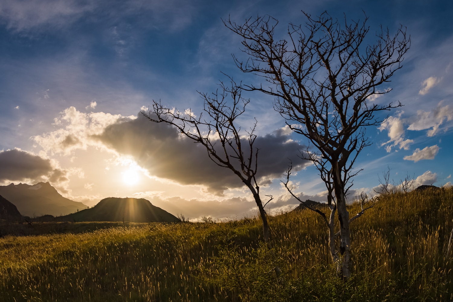 Sunburst, Torres del Paine National Park, Nikon Nikkor 8-15mm Fisheye Sample Photos