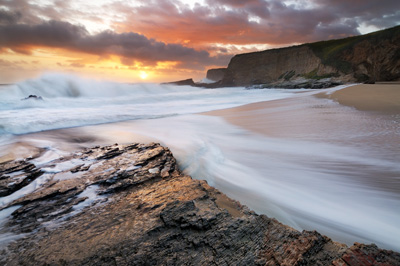 On the Prowl: sunset photo at Panther Beach, Santa Cruz, California