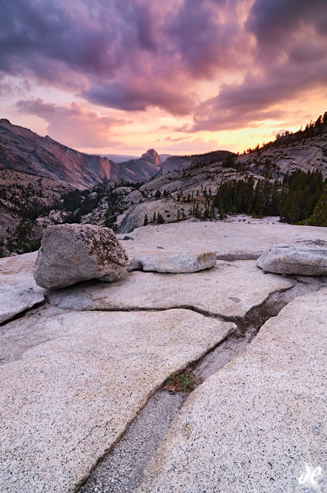 Thunderstorm at sunset at Olmsted Point, Yosemite National Park