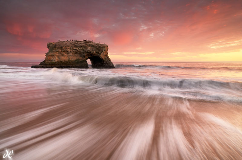 Natural Bridges State Beach in Santa Cruz at Sunset