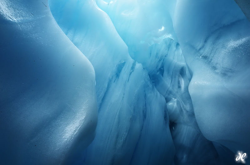 Ice cave in the Fox Glacier, South Island, New Zealand