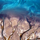 Aerial photo of the Godley River and Lake Tekapo, South Island New Zealand