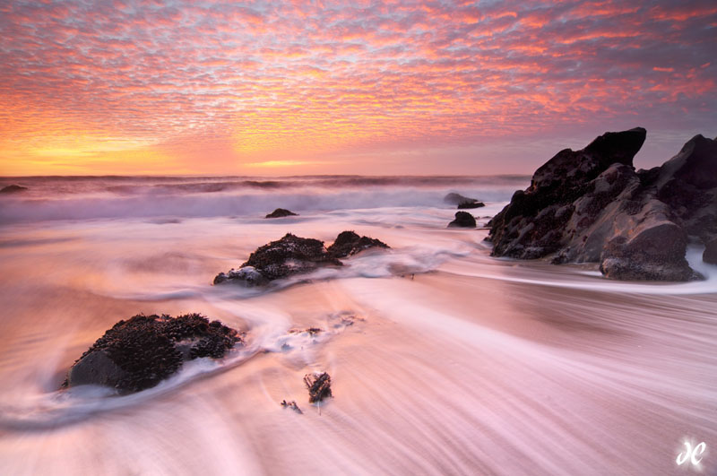 Hole in the Wall Beach sunset, Santa Cruz, California