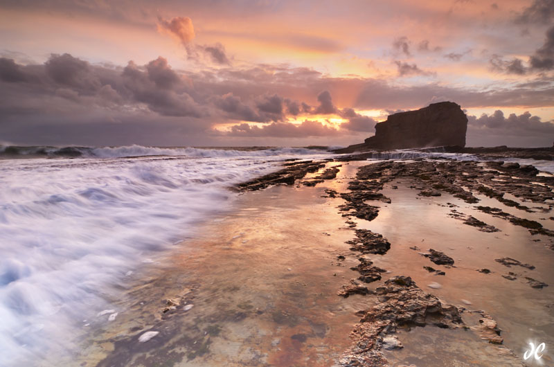 Hole in the Wall Beach sunset, Santa Cruz, California