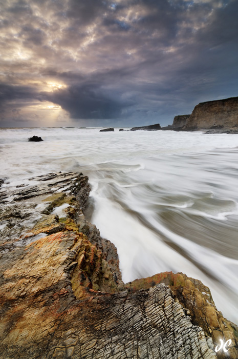 Panther Beach stormy sunset, Santa Cruz, California