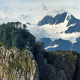 Chiswell Islands and jagged mountains in Resurrection Bay, Seward, Alaska