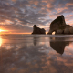 Wharariki Beach sunset, South Island, New Zealand