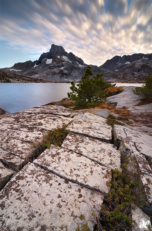 Steps and Streak Thousand Island Lake sunset, Ansel Adams Wilderness, Long Exposure Photo