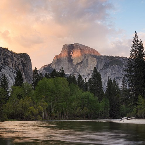 Thunderstorm above Half Dome at sunset, Yosemite Valley