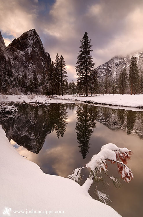 Cathedral Rocks and Merced River in Winter, Yosemite National Park