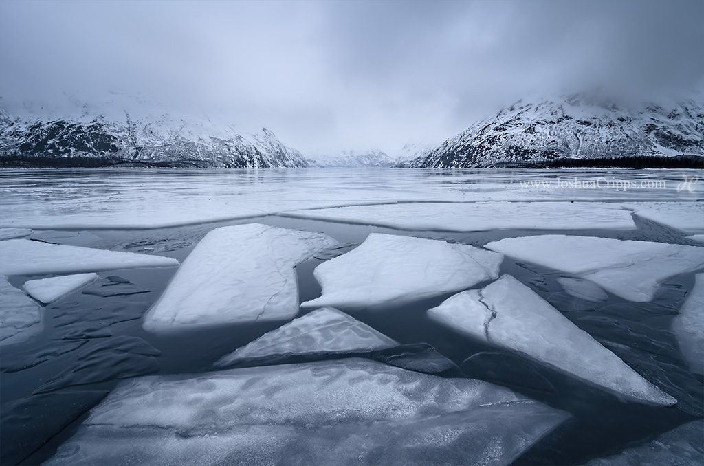 Cold Feet Portage Lake, Alaska, Frozen in Winter