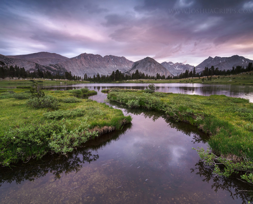 Pioneer Basin in the Sierra Nevada at sunset