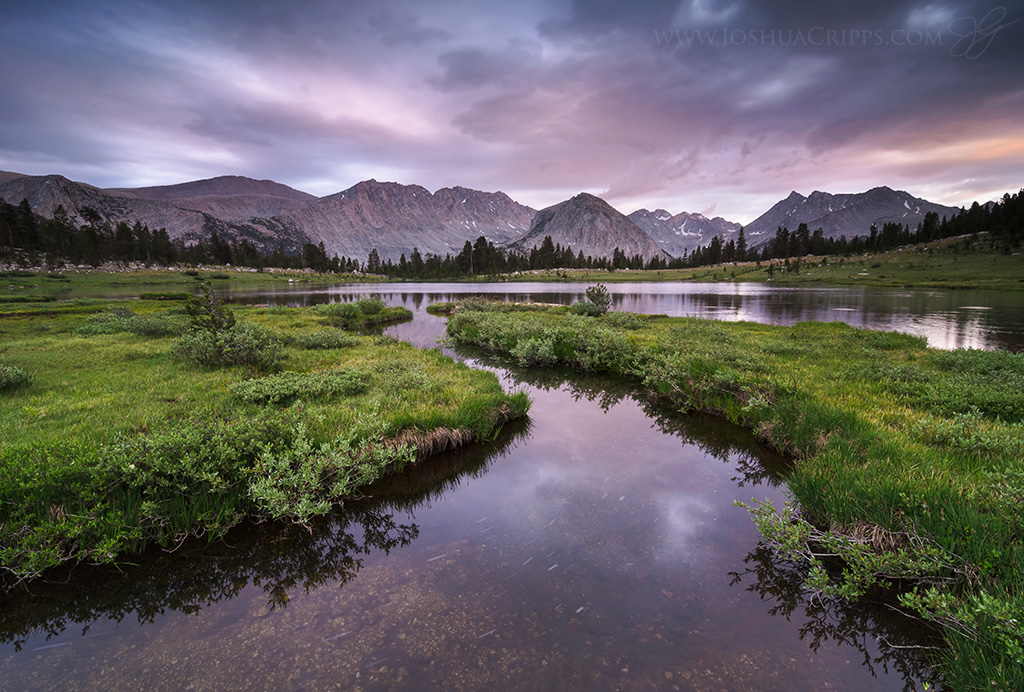 Purple Mountain Majesties Pioneer Basin in the Sierra Nevada at sunset
