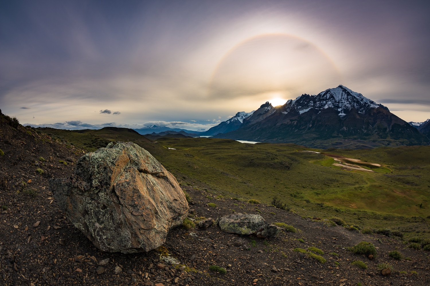 Solar halo, Torres del Paine NP, Nikon Nikkor 8-15mm Fisheye Sample Photos